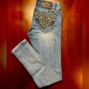 NWOT Vintage Miss Me Skinny Bejeweled Medium Wash Jeans Sz 26